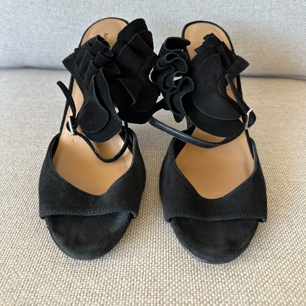 Banana Republic Suede Jackie Heel Sandals Black Size 8.5 - Picture 2 of 9